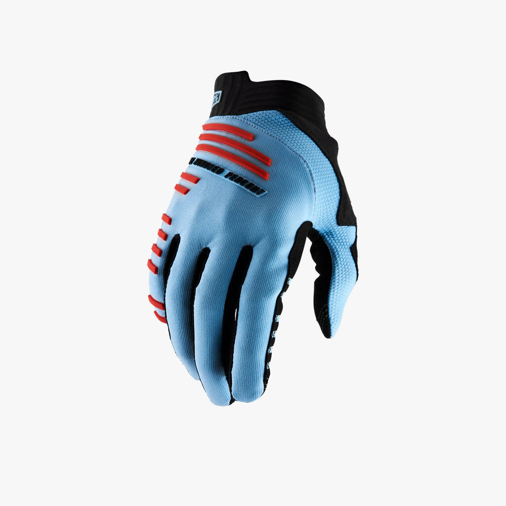 100% R-CORE Gloves Light Blue-Fluo Red