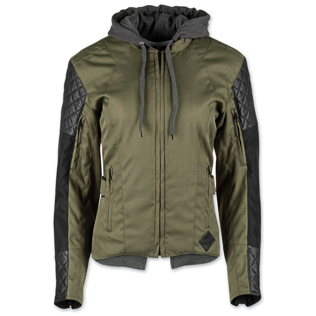SPEED AND STRENGTH Women's Double Take Olive Textile-Leather Jacket