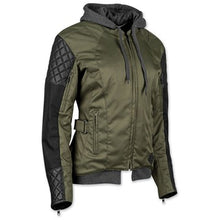Load image into Gallery viewer, SPEED AND STRENGTH Women&#39;s Double Take Olive Textile-Leather Jacket