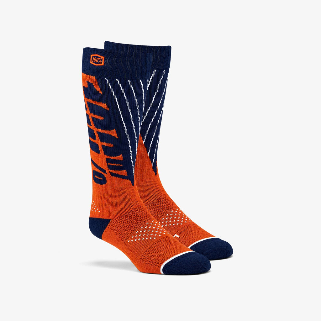 100% TORQUE Comfort Moto Sock Navy-Orange
