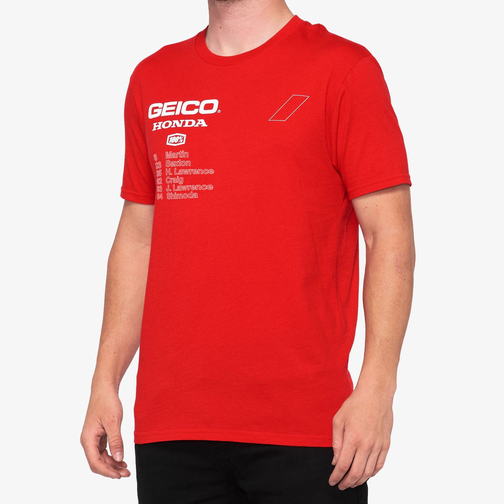 100% OUTLIER T-Shirt GEICO-HONDA-100% Red
