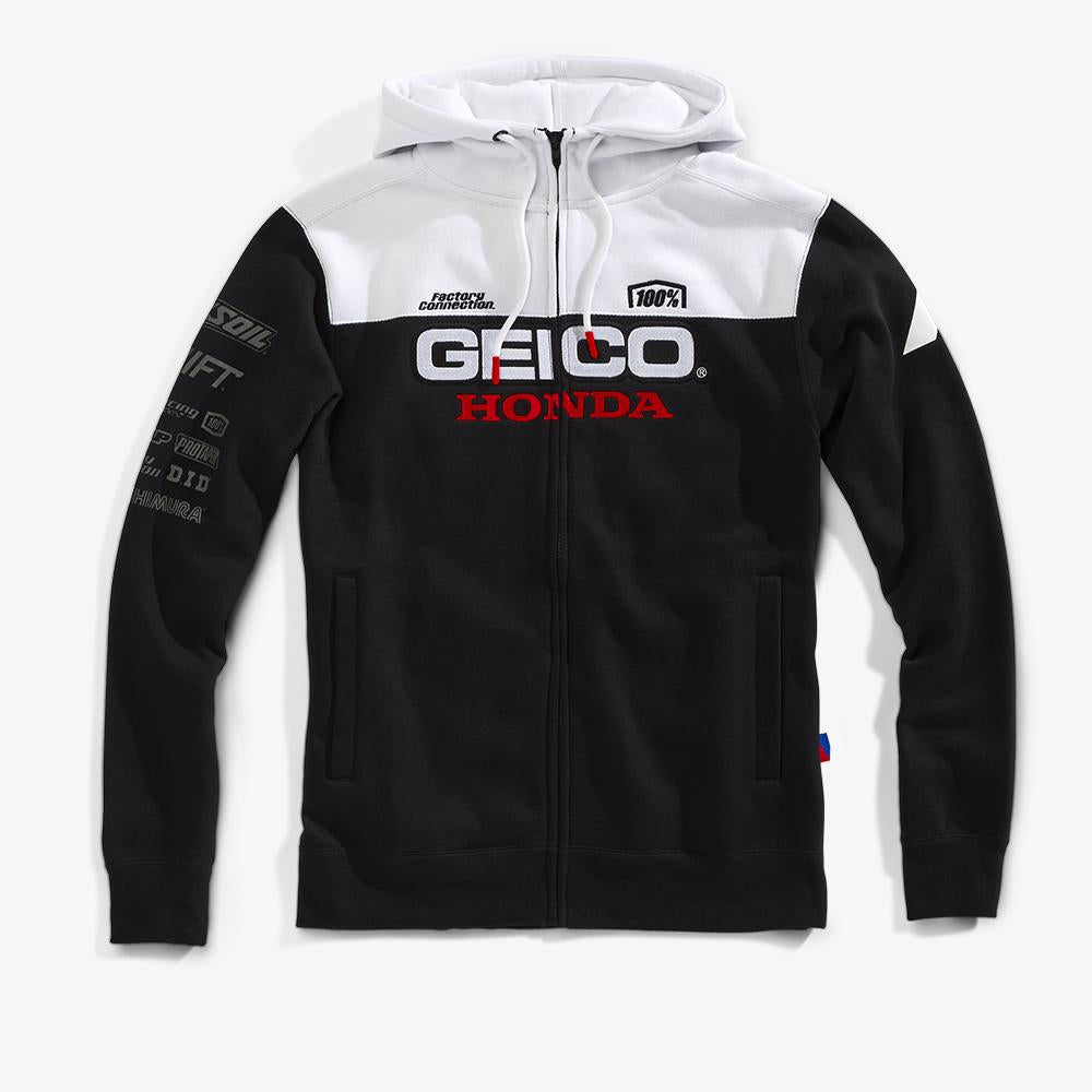 100% TAILHOOK Hooded Zip Sweatshirt GEICO-HONDA-100% Black