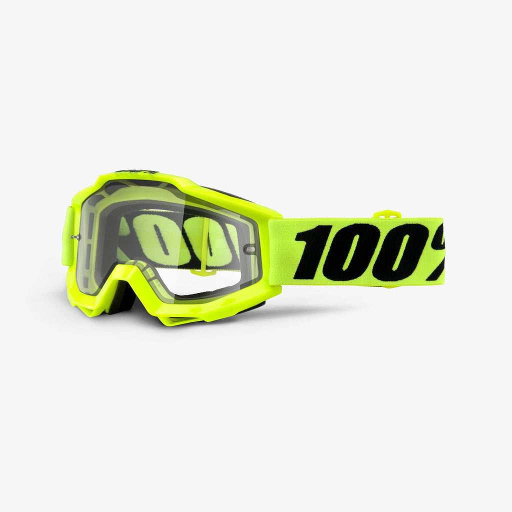 100% ACCURI ENDURO MOTO Goggle Fluo Yellow Clear Dual Lens