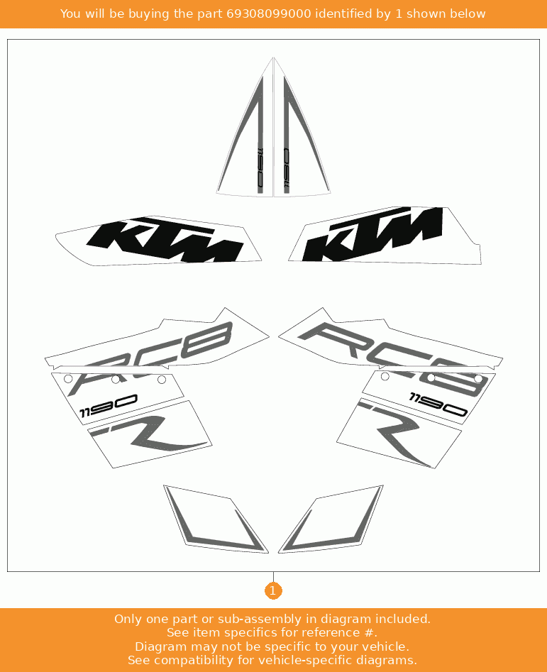 KTM DECAL KIT RC8 R BLACK 2011