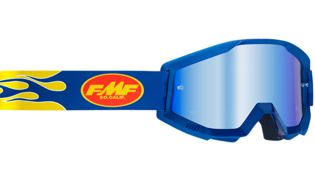 FMF PowerCore Flame Goggles Navy - Blue Mirror